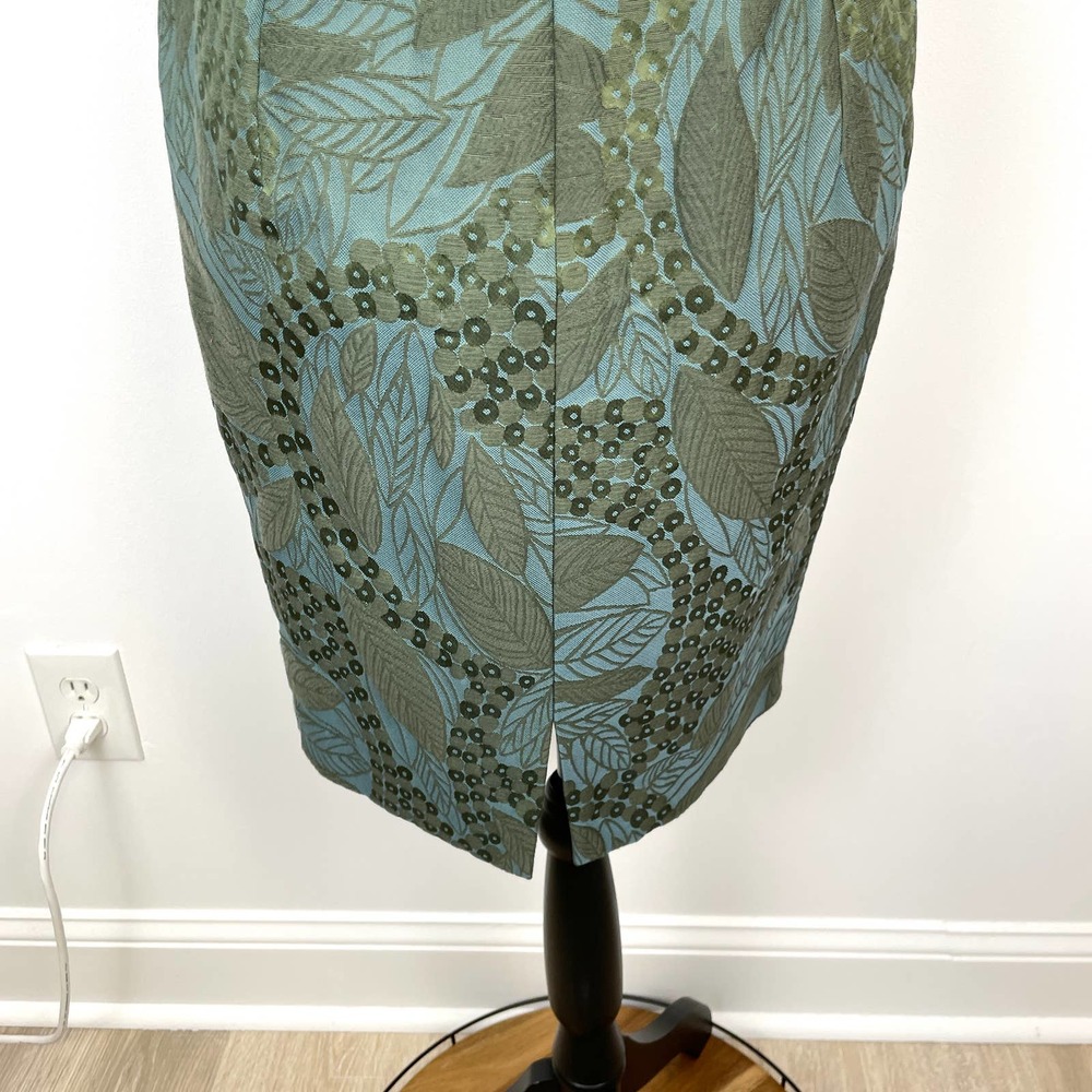 Margon Italy Leaf Patterned Jacquard Strapless Dress In Green Size Small - Picture 8 of 10